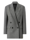 Pinko Double-breasted Wool Blend Jacket In Gray