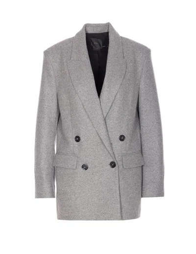 Pinko Longline Jacket Notched Lapels In Gray
