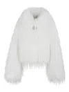 Pinko Peacoat-style Jacket In Soft Fur-effect Fabric In White