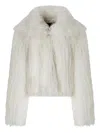 Pinko Fur-effect Pea Coat In White