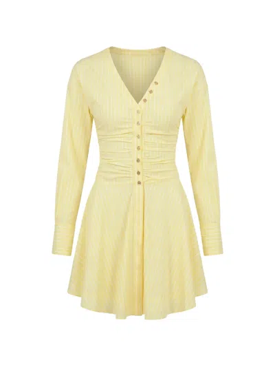 Pinko Anchise Striped Mini Dress In Yellow