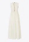 Pinko Robe Longue En Coton Avec Gilet Sans Manches Utilitaire In Neutral