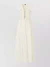 Pinko Robe Longue En Coton Avec Gilet Sans Manches Utilitaire In Neutral