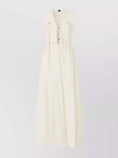 Pinko Andres Long Dress With Buckled Waist In Neutral
