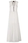 Pinko Andres White Cotton Voile Maxi Dress In White