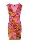 Pinko Woman Mini Dress Fuchsia Size M Polyamide In Multicolour