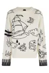 Pinko Patterned Crew-neck Sweater In Gold