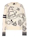 Pinko Patterned Crew-neck Sweater In White