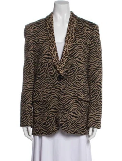 Pre-owned Pinko Animal Print Blazer In Brown