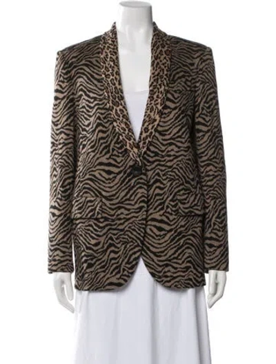 Pre-owned Pinko Animal Print Blazer In Brown