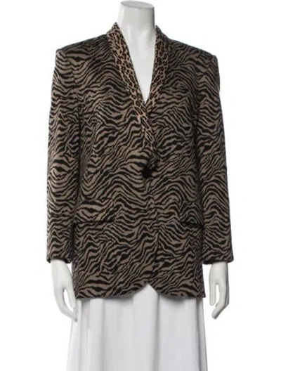 Pre-owned Pinko Animal Print Blazer In Brown