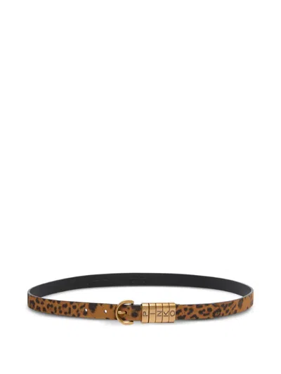 Pinko Animal-print Buckle Belt In Brown