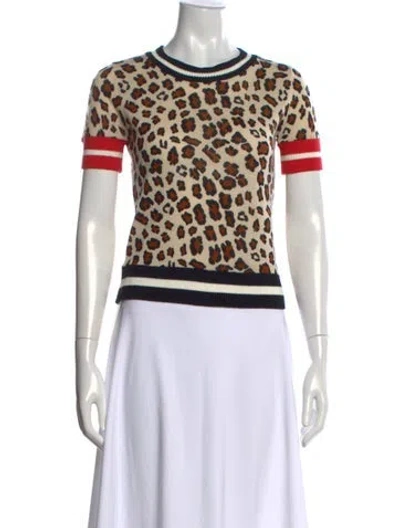 Pre-owned Pinko Animal Print Crew Neck Sweater In Multicolor
