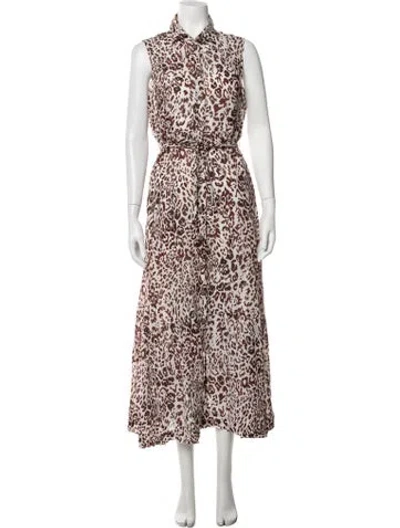 Pre-owned Pinko Animal Print Long Dress In Neutrals