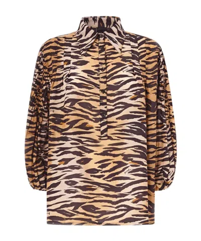 Pinko Animal Print Long-sleeve Blouse In Multi
