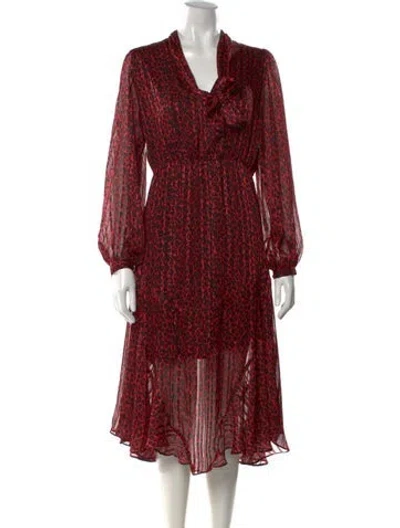 Pre-owned Pinko Animal Print Midi Length Dress In Red