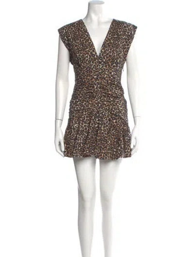 Pre-owned Pinko Animal Print Mini Dress In Neutral
