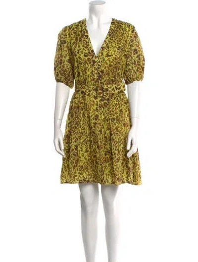 Pre-owned Pinko Animal Print Mini Dress In Yellow