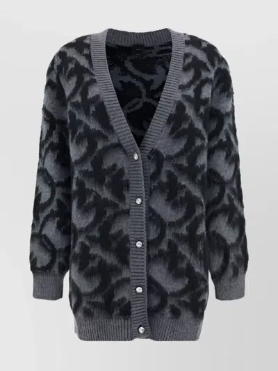 PINKO ANIMAL PRINT OVERSIZED KNITWEAR CARDIGAN