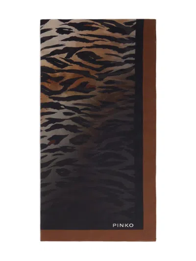Pinko Animal-print Scarf In Brown