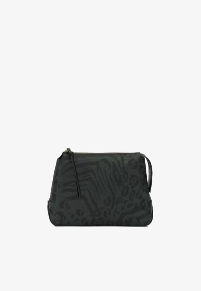 Pinko Animal Print Vanity Pouch In Green