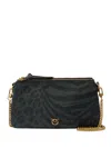 Pinko Rectangular Animal Print Shoulder Bag With Chain Strap In Green