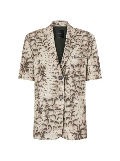 Pinko Animal-print Short-sleeve Blazer In Neutral