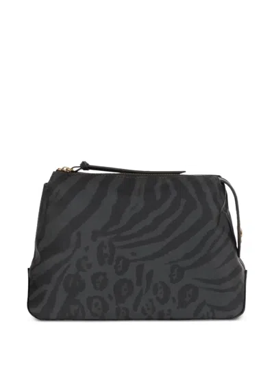 Pinko Animal-print Zipped Make-up Bag In Neutral