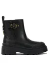 Pinko Leather Booties With Love Birds Logo In Black
