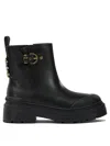 Pinko Leather Booties With Love Birds Logo In Black