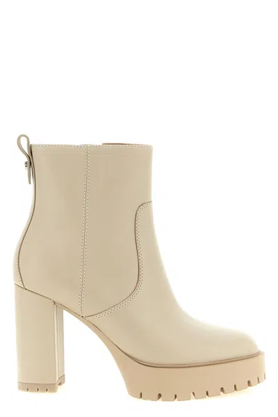 Pinko Ankle Boots Metallic Logo Detail In White