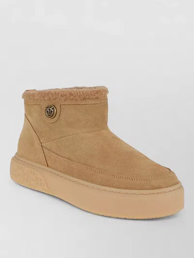 Pinko Ankle Boots Round Toe Rubber Sole In Brown