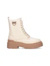 Pinko Ankle-high Leather Boots With Gold Hardware Detail In Multi