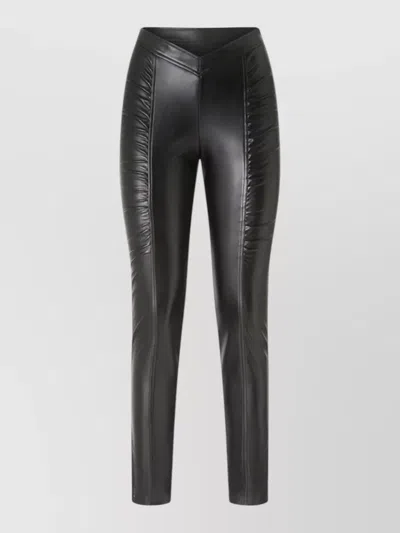 PINKO ANKLE LENGTH TROUSERS FAUX LEATHER RUCHED