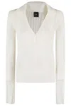 Pinko Crepe Transparent Ribbed Texture Long Sleeves In Neutrals