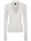 Pinko Crepe Transparent Ribbed Texture Long Sleeves
