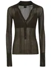 Pinko Transparent Crepe Polo Anapurna In Verde Militare