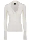 Pinko Crepe Transparent Ribbed Texture Long Sleeves In White