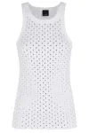 Pinko Rhinestone-embellished Slim Fit Sleeveless Top In White