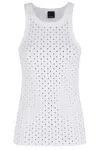 Pinko Rhinestone-embellished Slim Fit Sleeveless Top In White