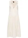 Pinko Robe Midi En Popeline Technique In Neutrals