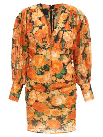 Pinko Orange Apericena Dress In Multi