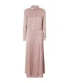 Pinko Long Satin Shirt Dress In Nude
