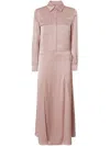 Pinko Long Satin Shirt Dress In Pink