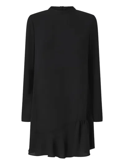 Pinko Sleek Black Midi Dress With Ruffle Hem Detail