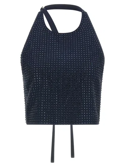 Pinko 'arbaia' Rhinestone-dyed Top In Blue