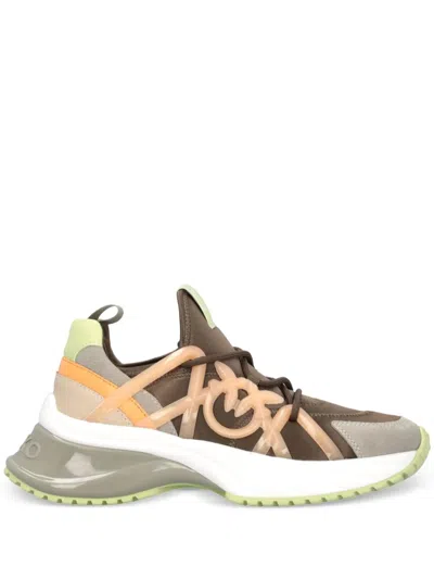 Pinko Ariel 01 Panelled Sneakers In Army/abricot