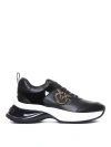 Pinko Sneakers Ariel Effet Cuir Avec Détails Finition Miroir In Black