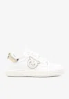 Pinko Logo-embroidered Leather Sneakers In White