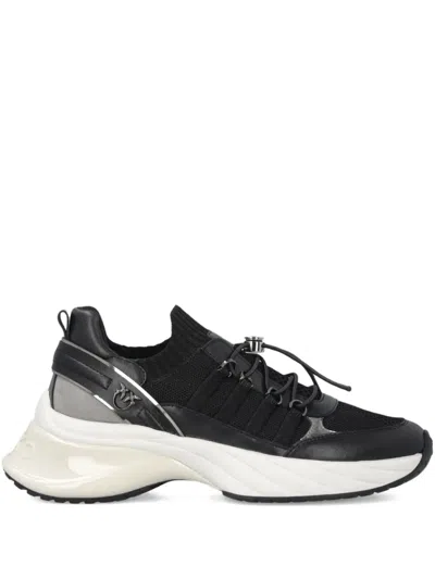 Pinko Ariel Lace-up Panelled Sneakers In Black